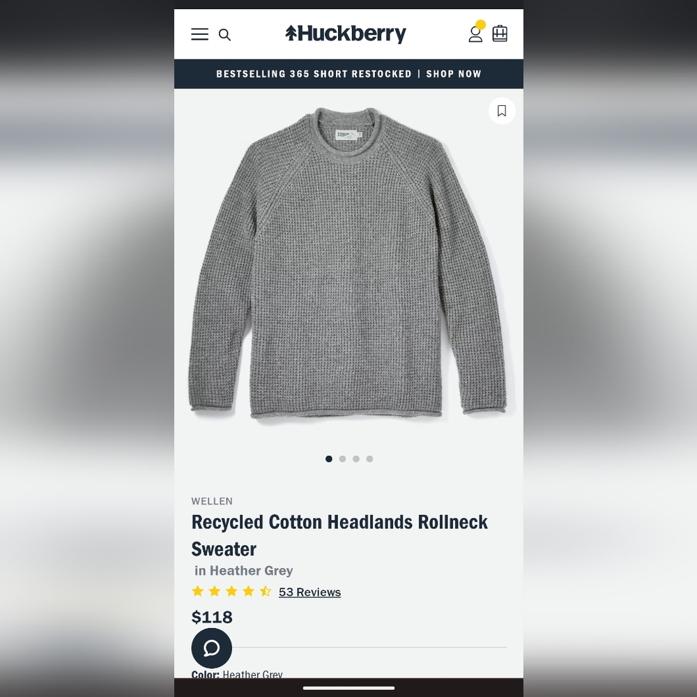 Recycled Cotton Headlands Rollneck Sweater